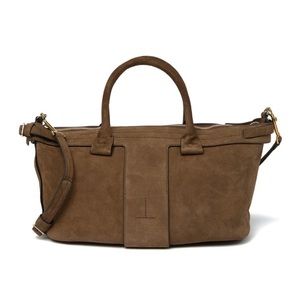 Theory NEW T Bar Ames Carob Brown Suede Handbag